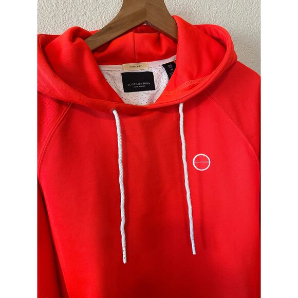 Scotch & Soda Men's Fluorescent Orange Club Nomad Time Off Pull On Hoodie Medium - Picture 9 of 12
